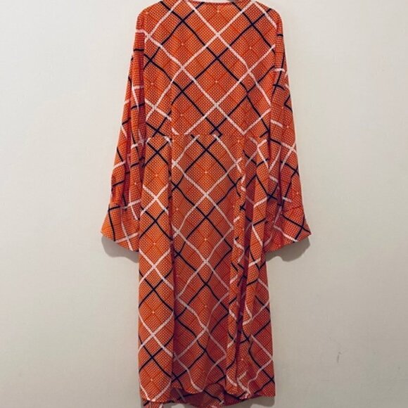 ASOS DESIGN Maxi Dress 0 Wrap Textured Check Sheer Slit Fall Photoshoot Party - Picture 12 of 12